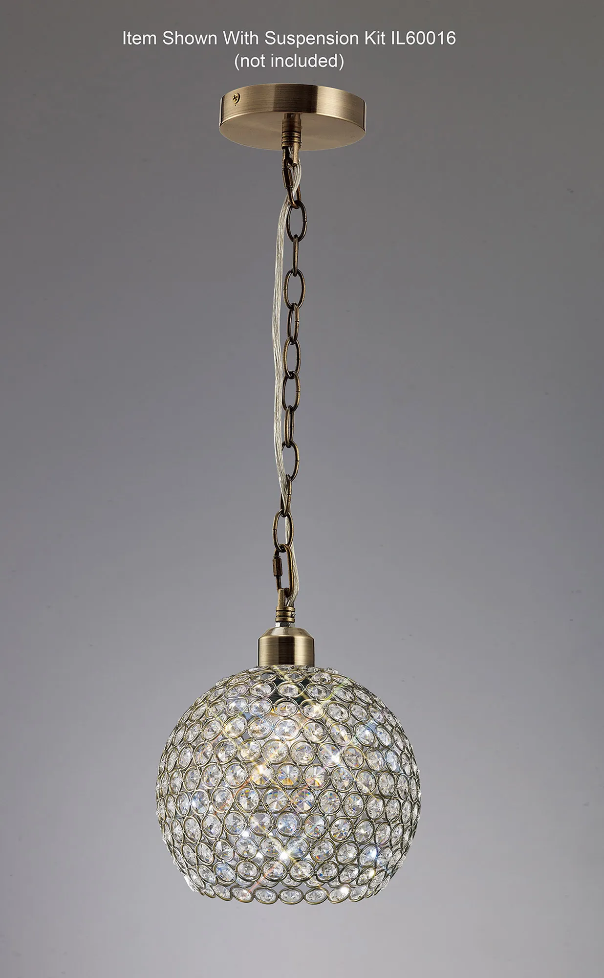 Kudo Crystal Ball Non-Electric SHADE ONLY Antique Brass IL60032  Diyas Kudo Antique Brass